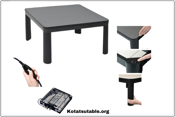 YAMAZEN ESK-751(B) Casual Kotatsu Japanese Heated Table 75x75 cm Black